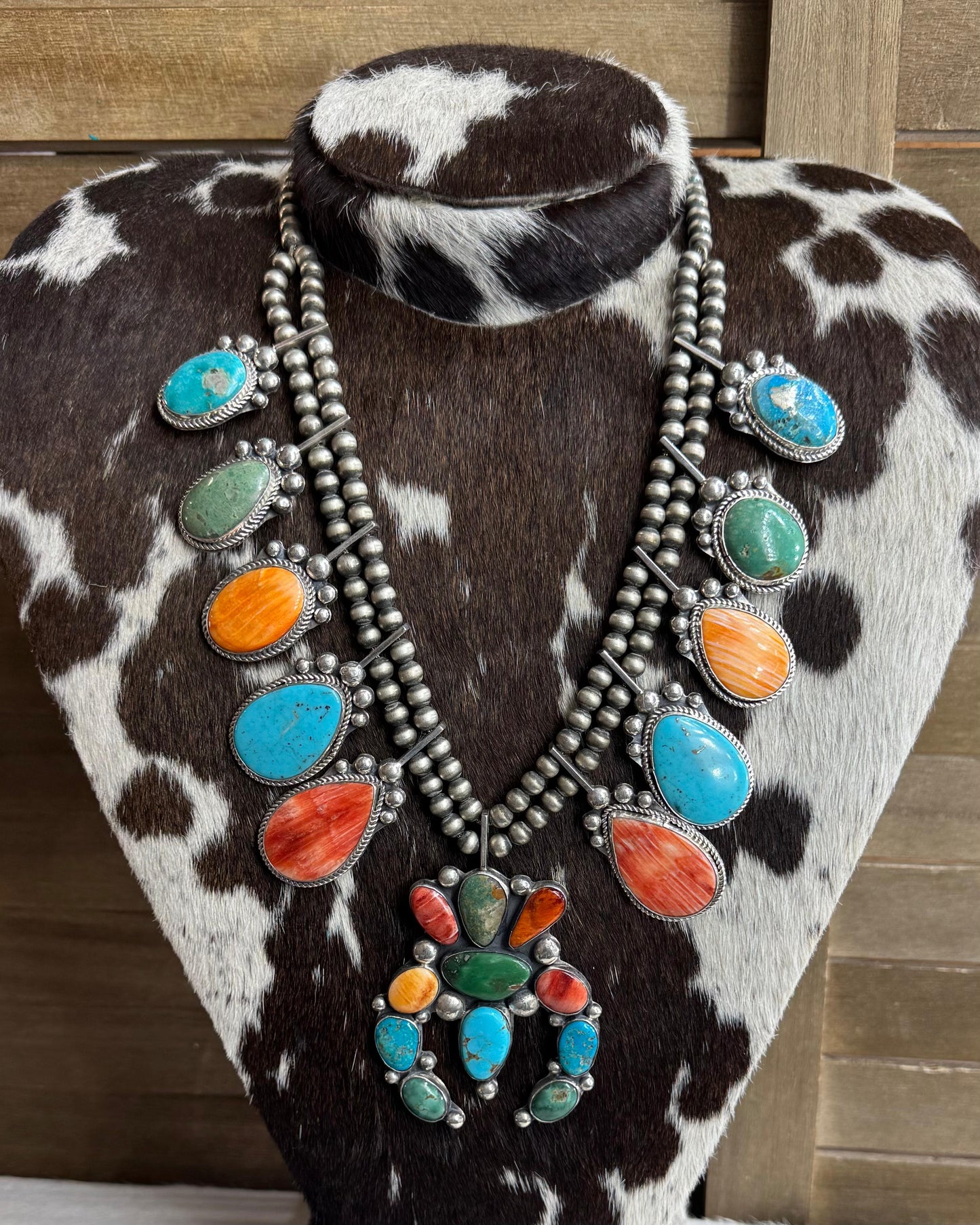 Multi Stone Squash Blossom Statement Necklace *Native