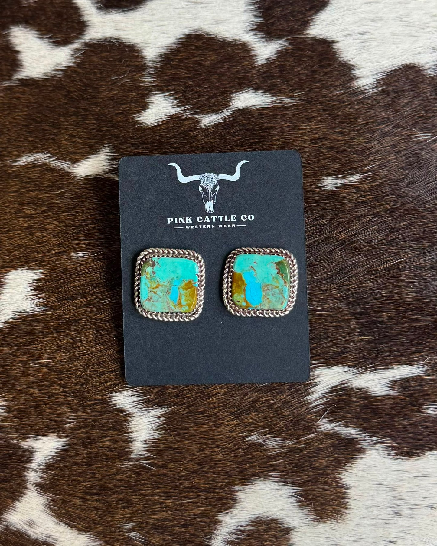 Square Kingman & Brown Studs *Native