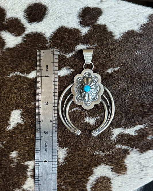 Turquoise Concho Naja Pendant *Native