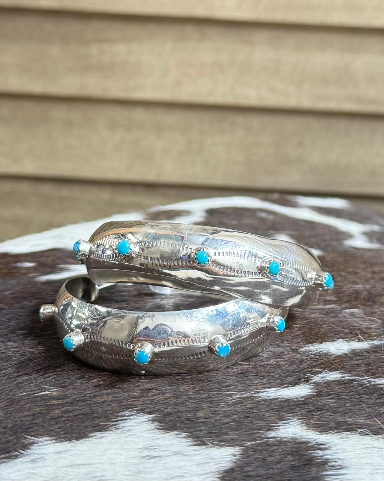 Large Turquoise Hoop Earrings *Native