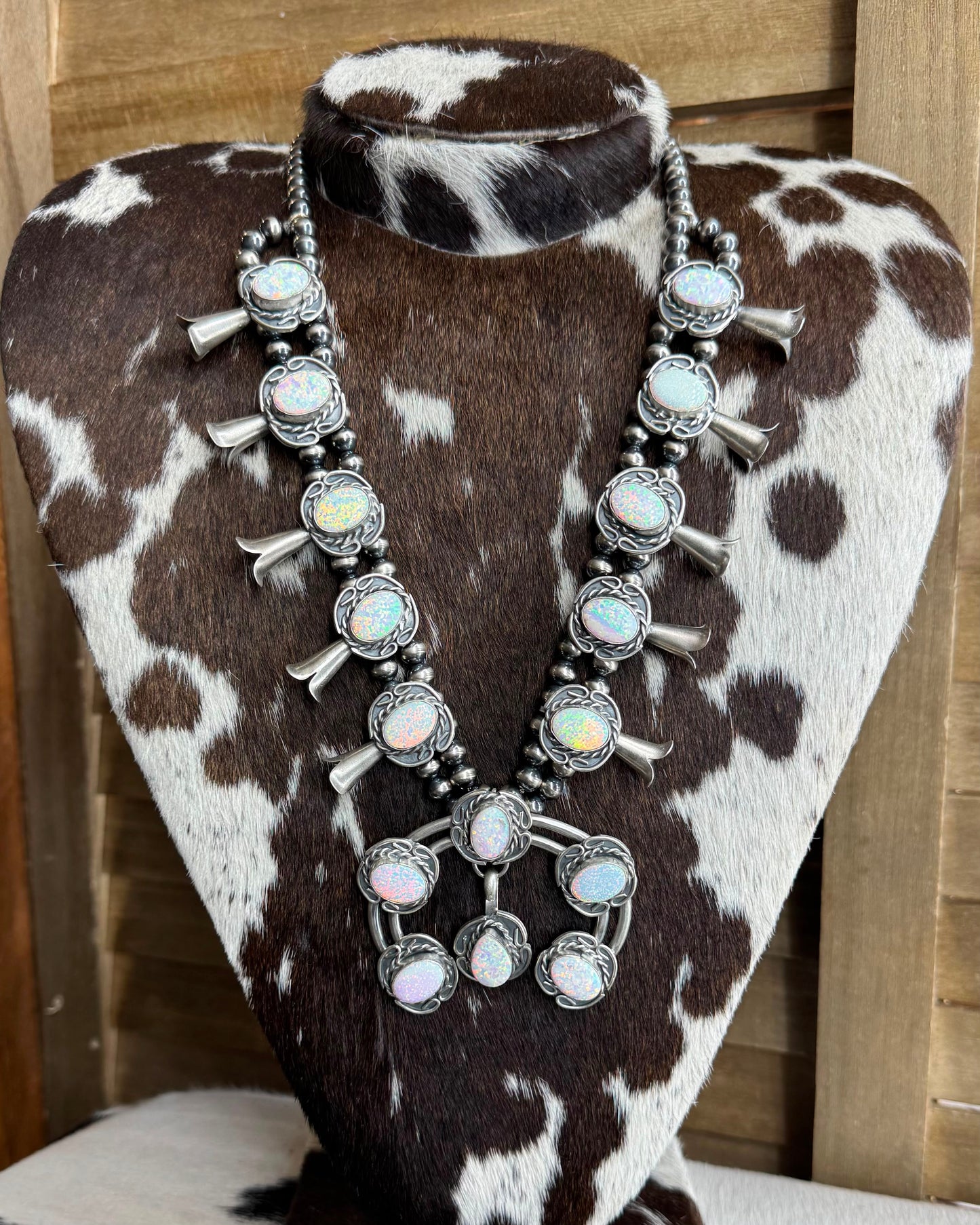 White Opal Squash Blossom Necklace *Native