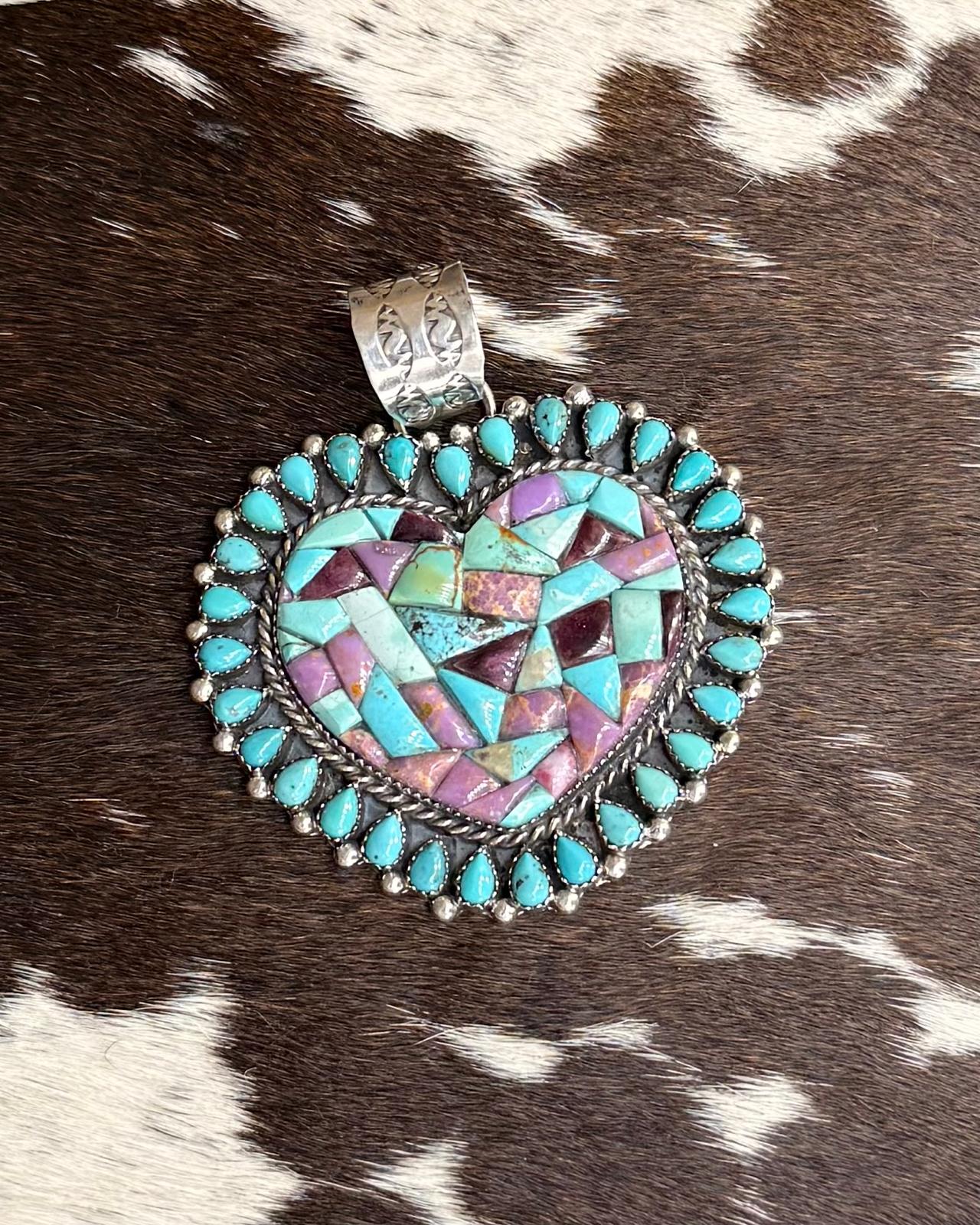 Lg Heart Cobblestone Pendant *Native