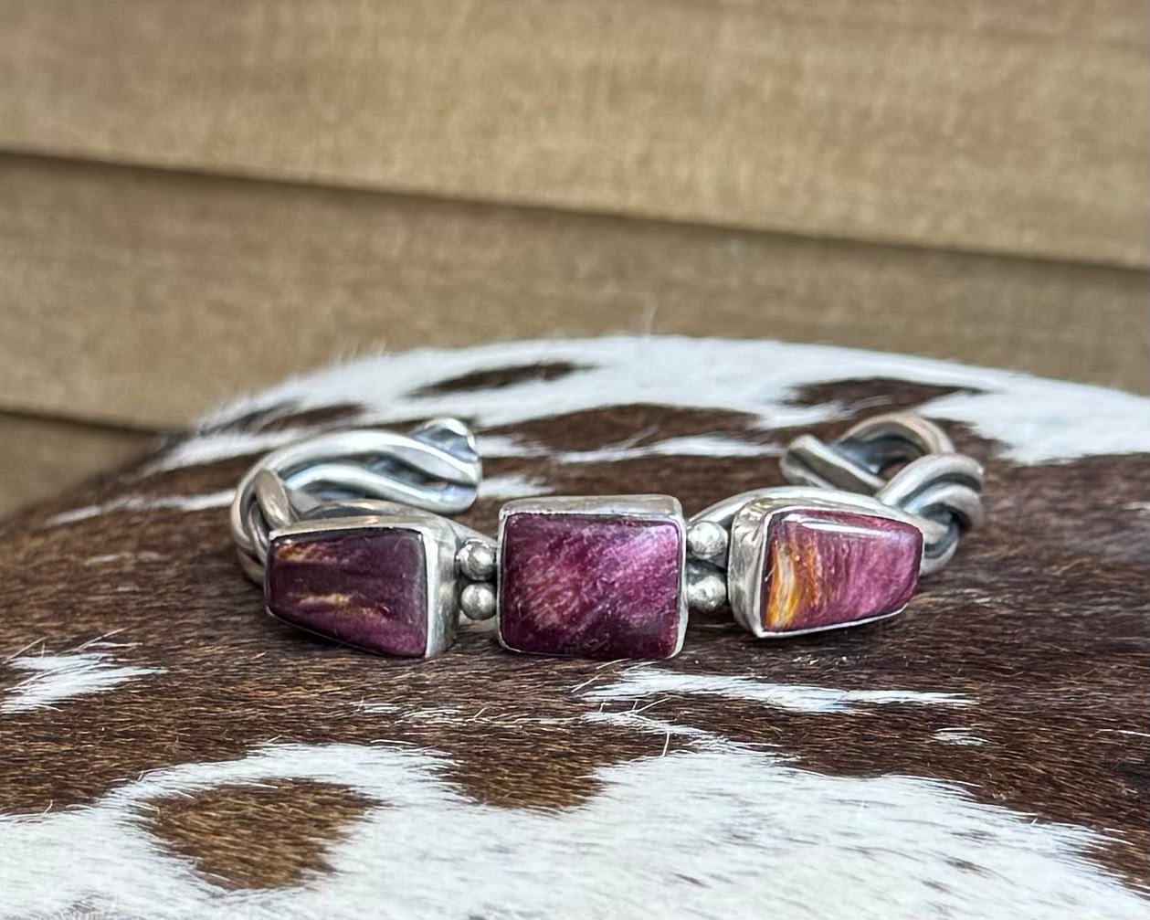 Purple Spiny 3 Stone Cuff *Native