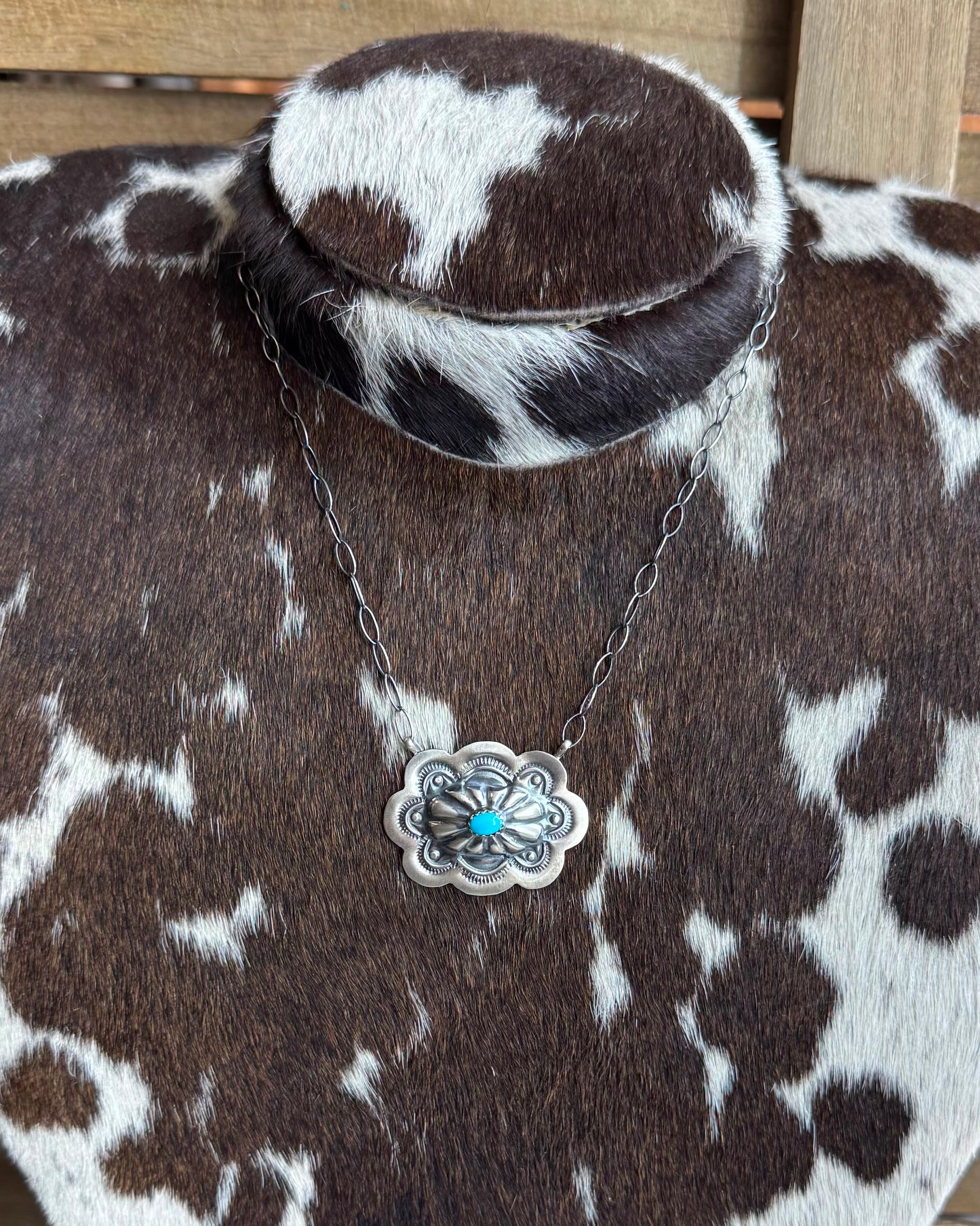 Sterling Concho Turquoise Necklace *Native