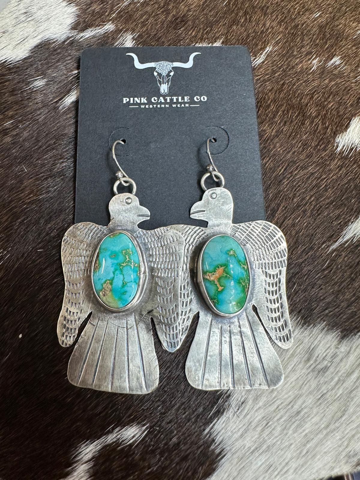 Sterling Thunderbird Stone Earrings *Native
