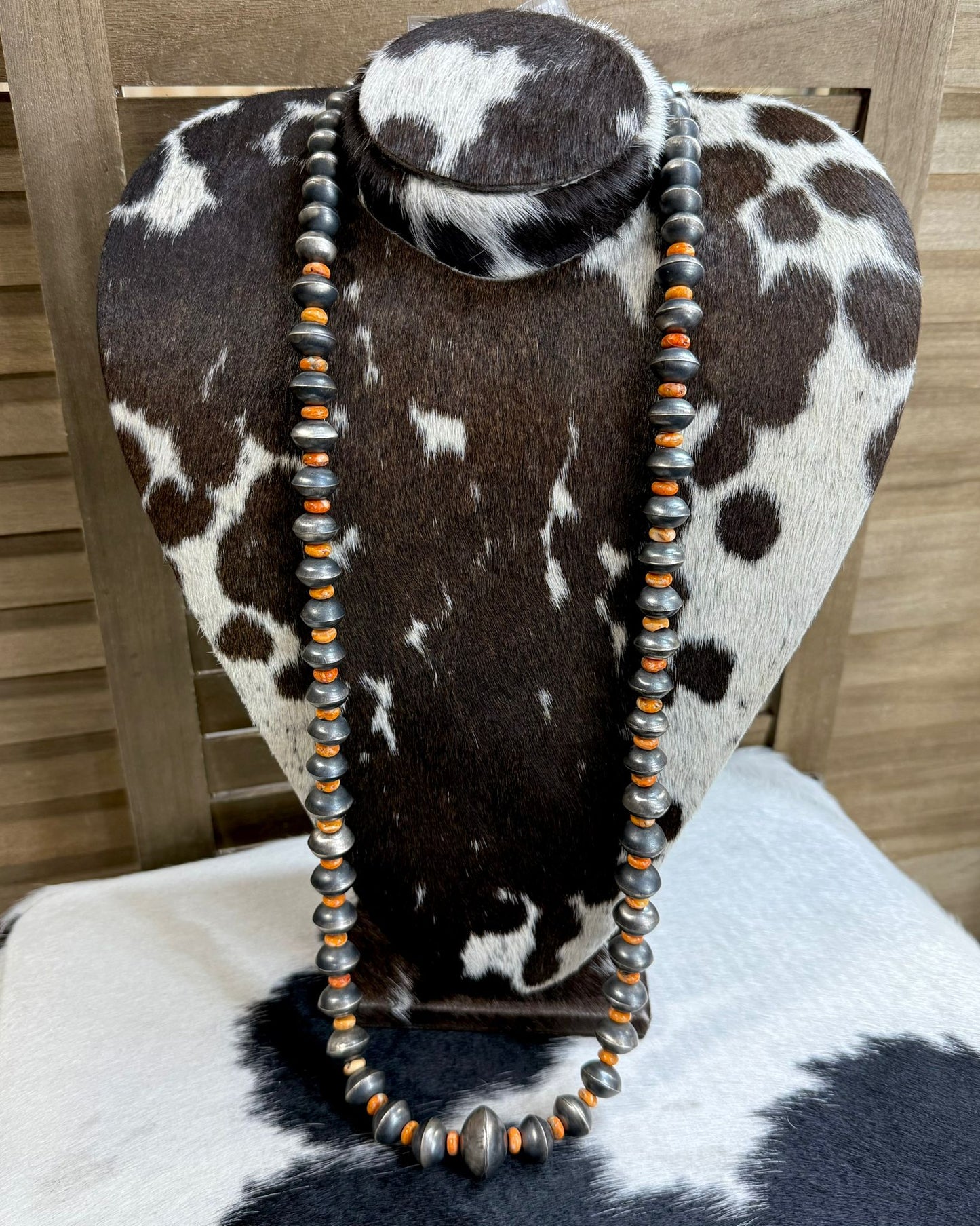 40” 12mm Spiny Navajo Pearl Necklace *Native