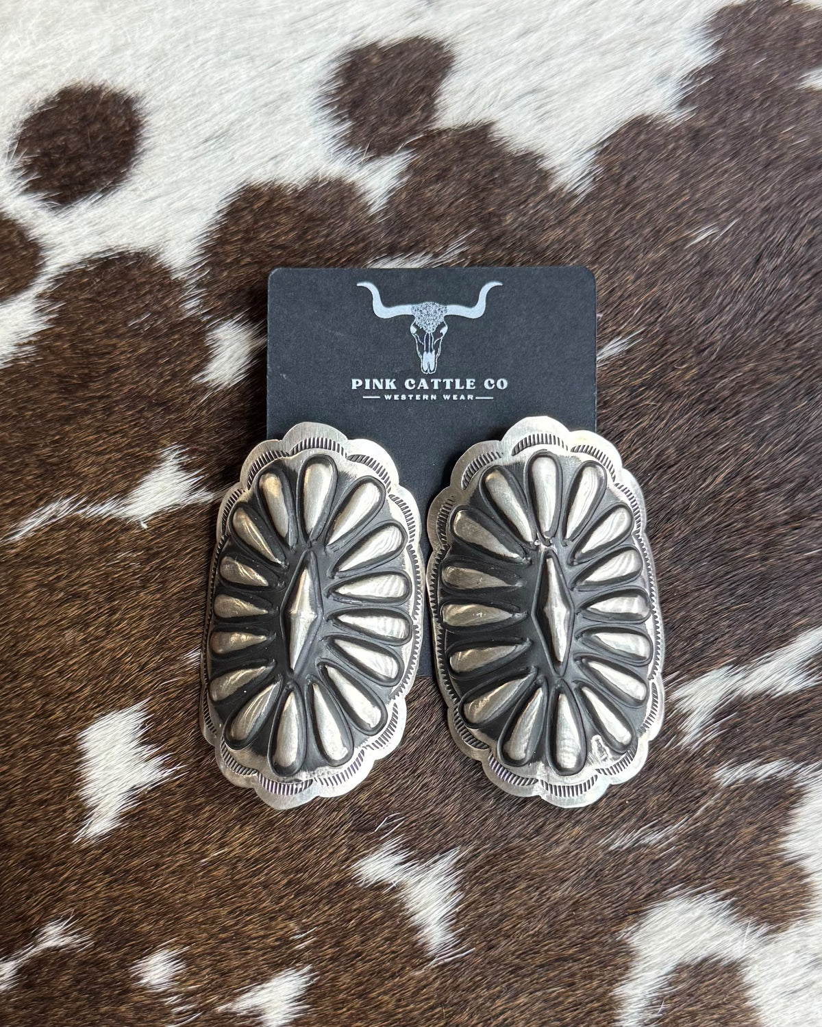 L.Tahe Silver Concho Earrings *Native