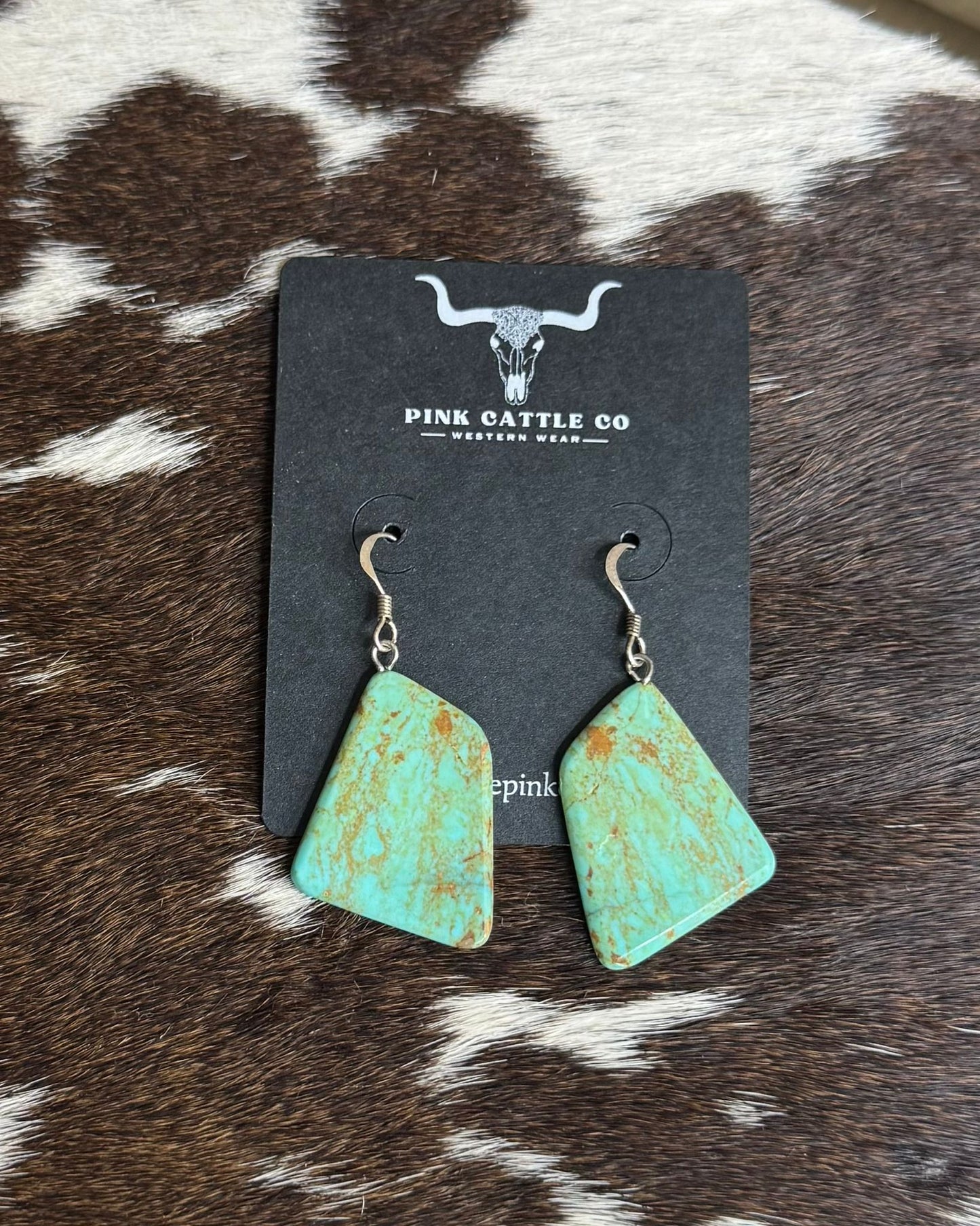 Green Turquoise Slab Earrings