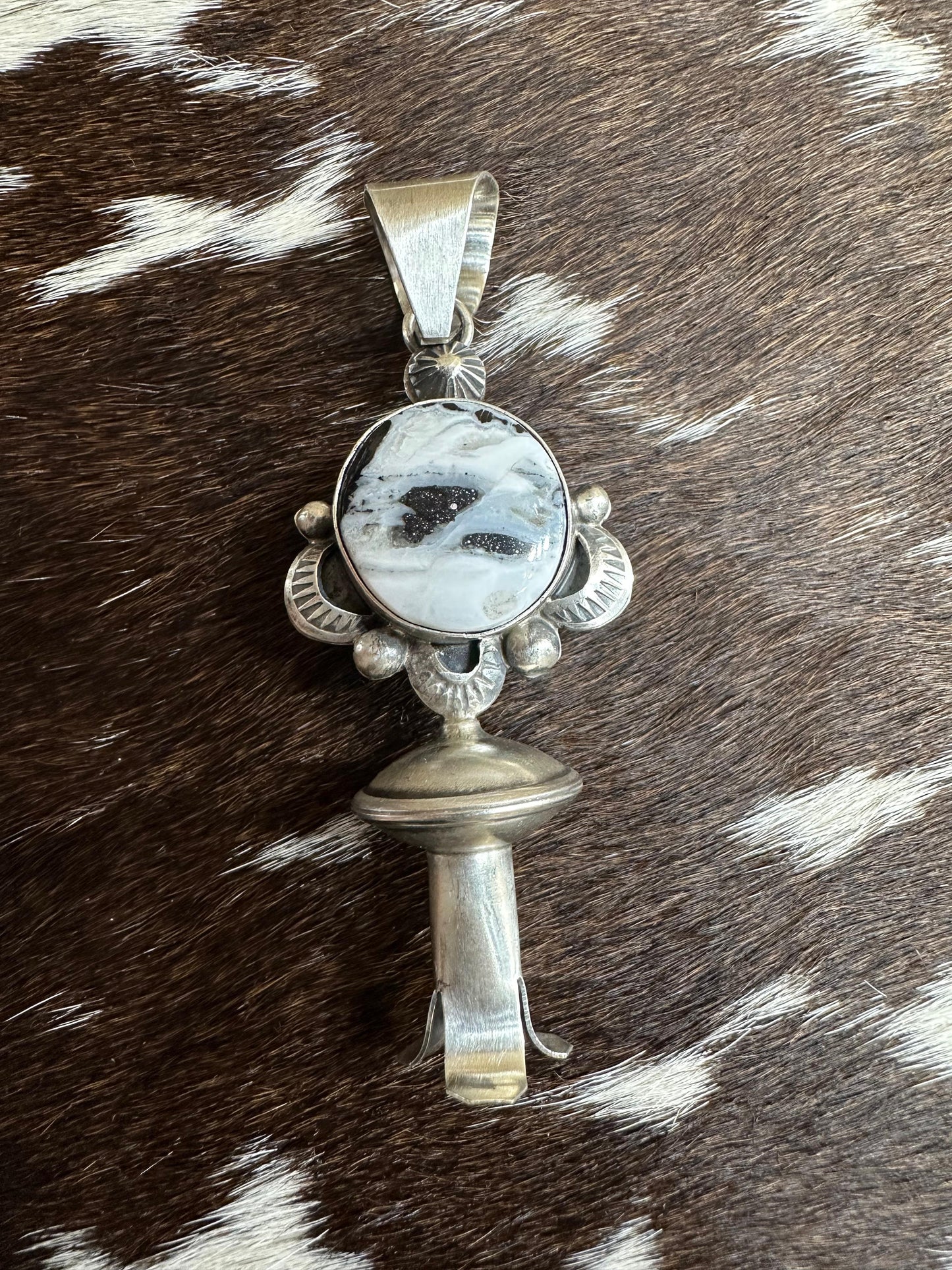 Flower Blossom White Buffalo Pendant