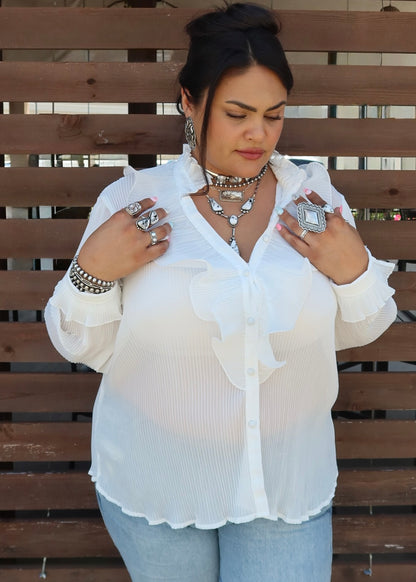 White Ruffle Top