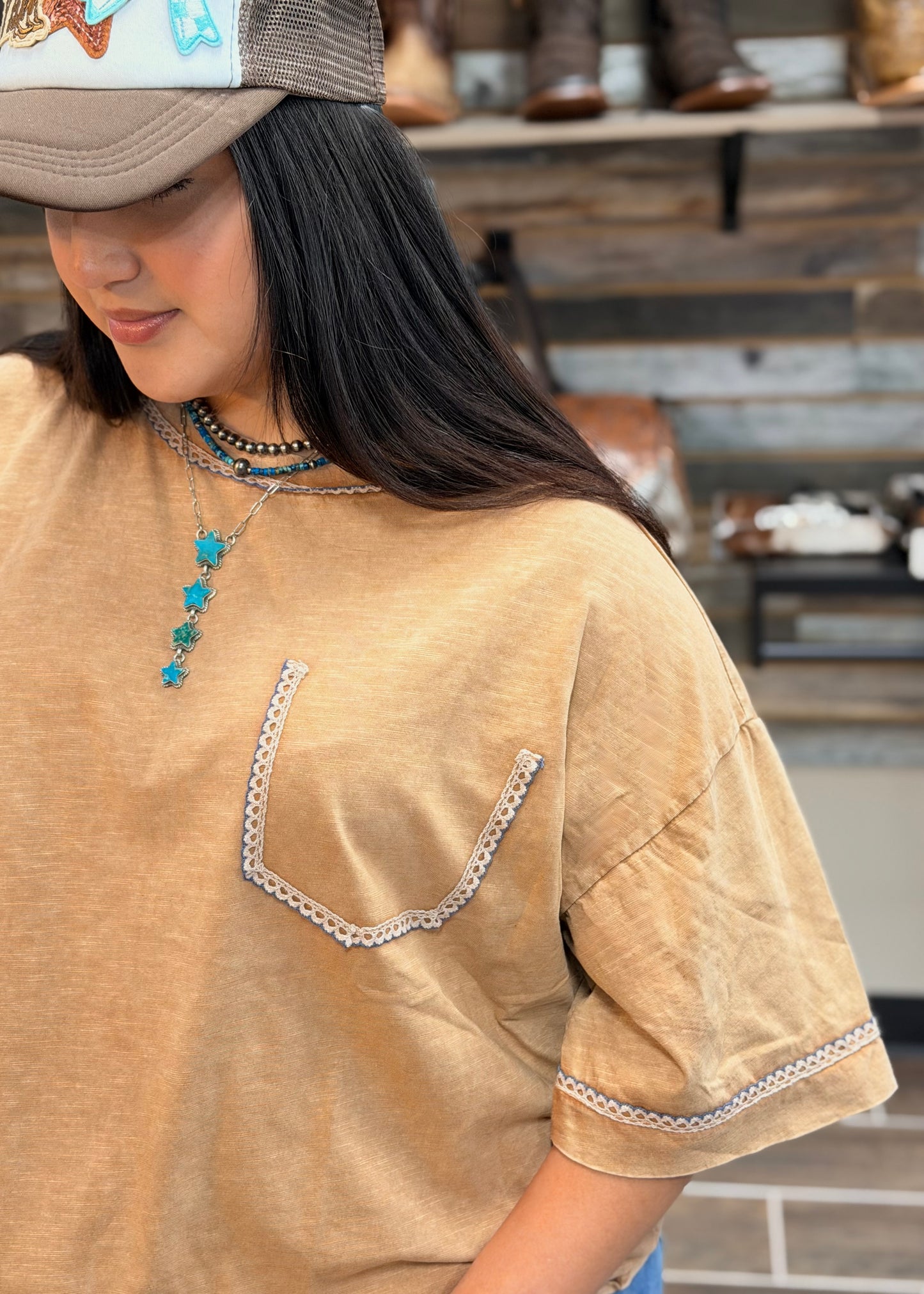 Oversized Mineral Wash Top *Blue