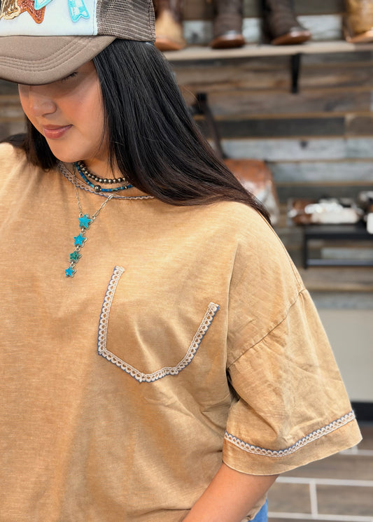 Oversized Mineral Wash Top *Blue