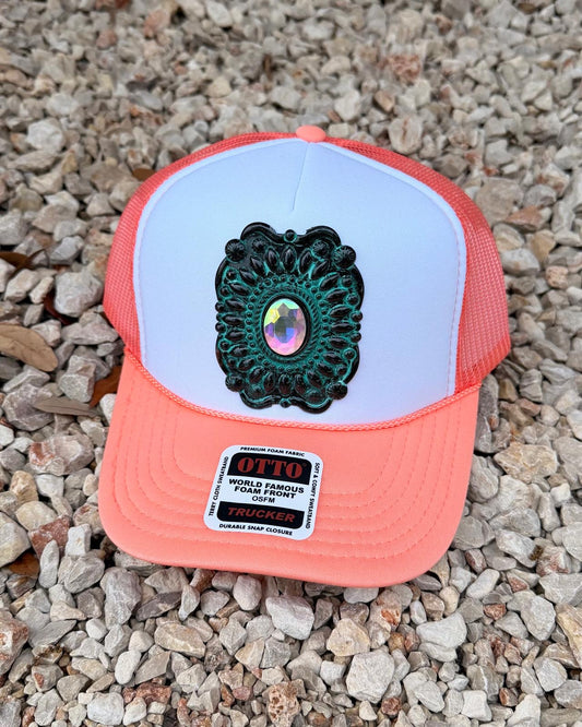 Peach Concho Trucker Cap