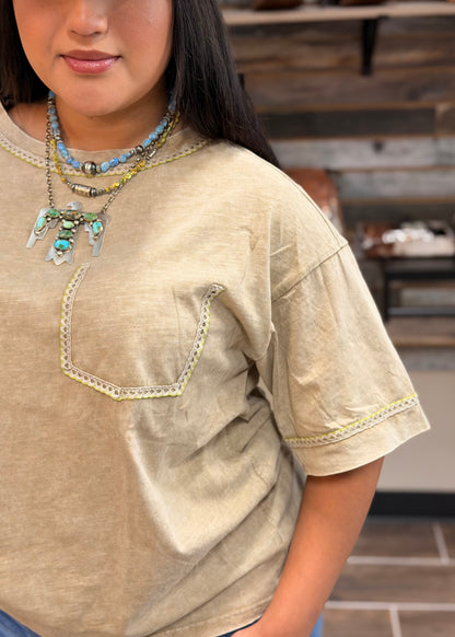 Oversized Mineral Wash Top *Green