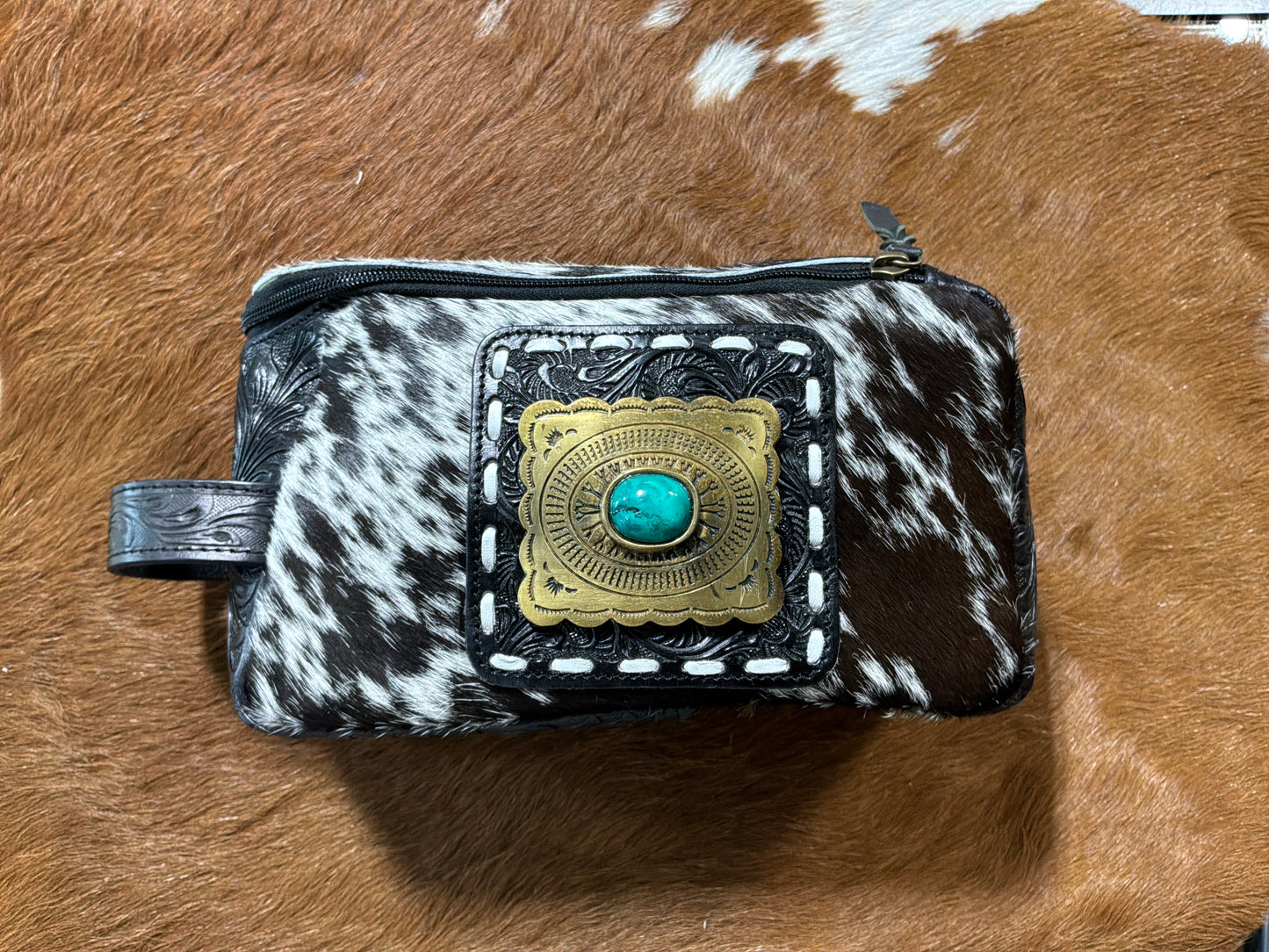 Turquoise Tooled Hideaway Bag
