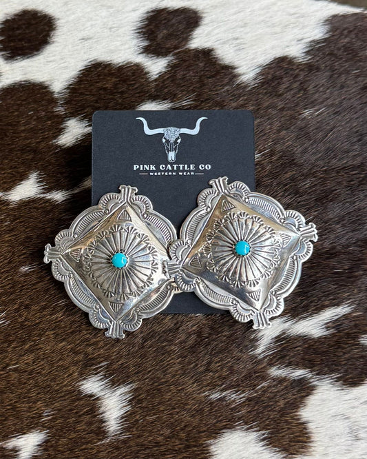 Diamond Shape Concho Earrings *Native