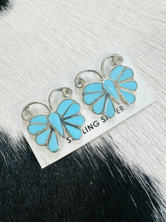Turquoise Butterfly Stud Earrings