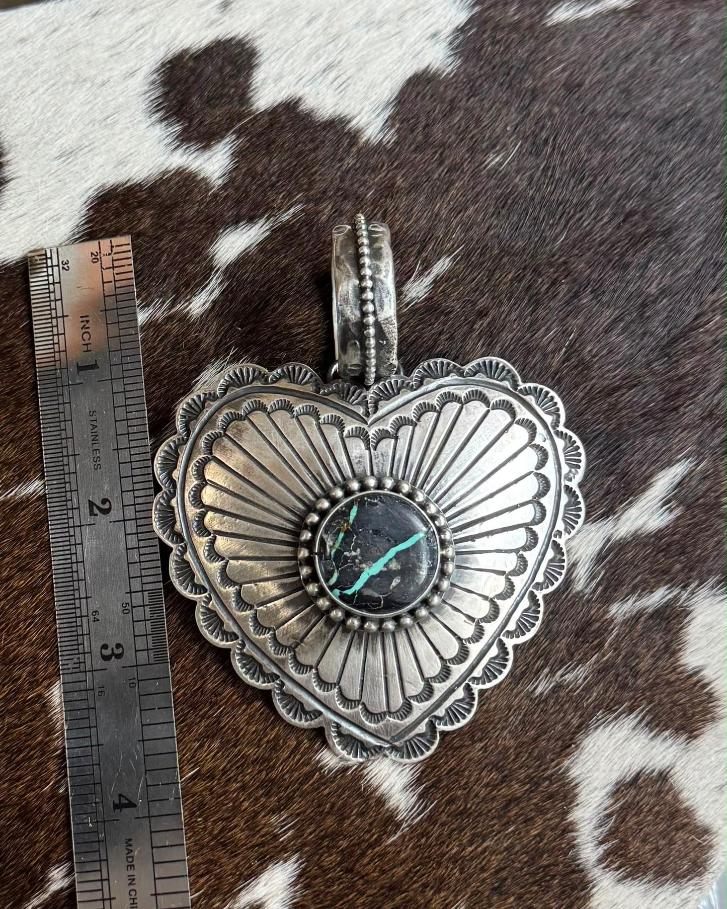 Sterling Heart Black Jack Pendant *Native