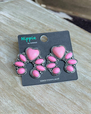 Pink Stud Squash Blossom Earrings