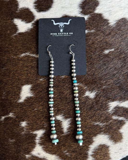 Turquoise Pearl Drop Earrings *Native