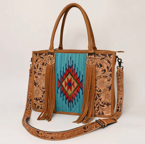 AD Blue Saddle Tote Bag