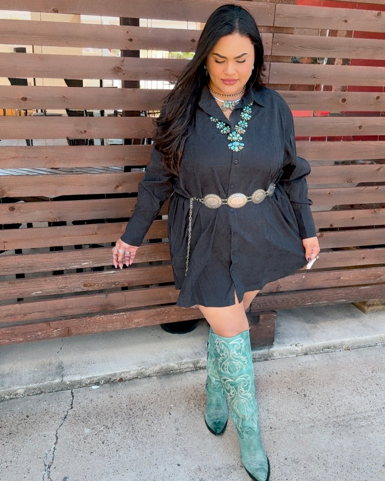 Midnight Cowgirl Shirt Dress