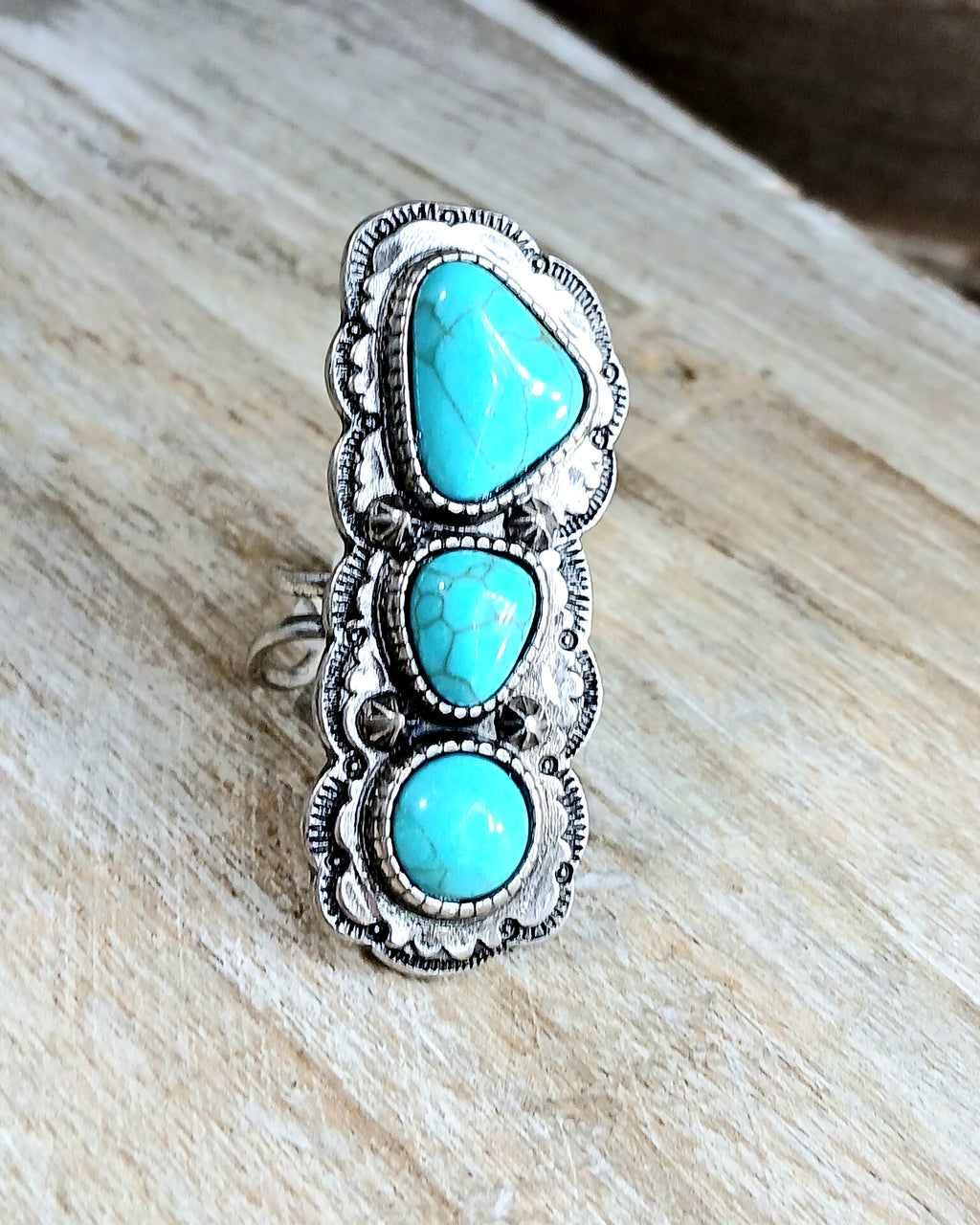 Turquoise 3 Stone Ring