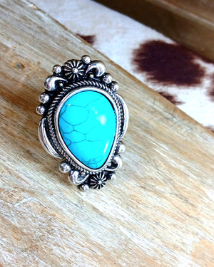 Turquoise Large Tear Drop Ring