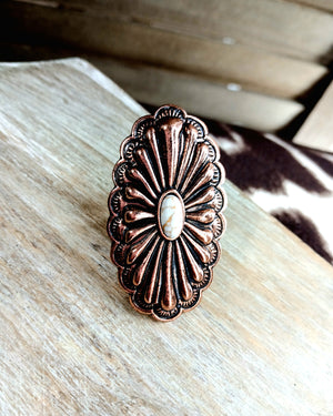 Copper With White Mini Stone Ring