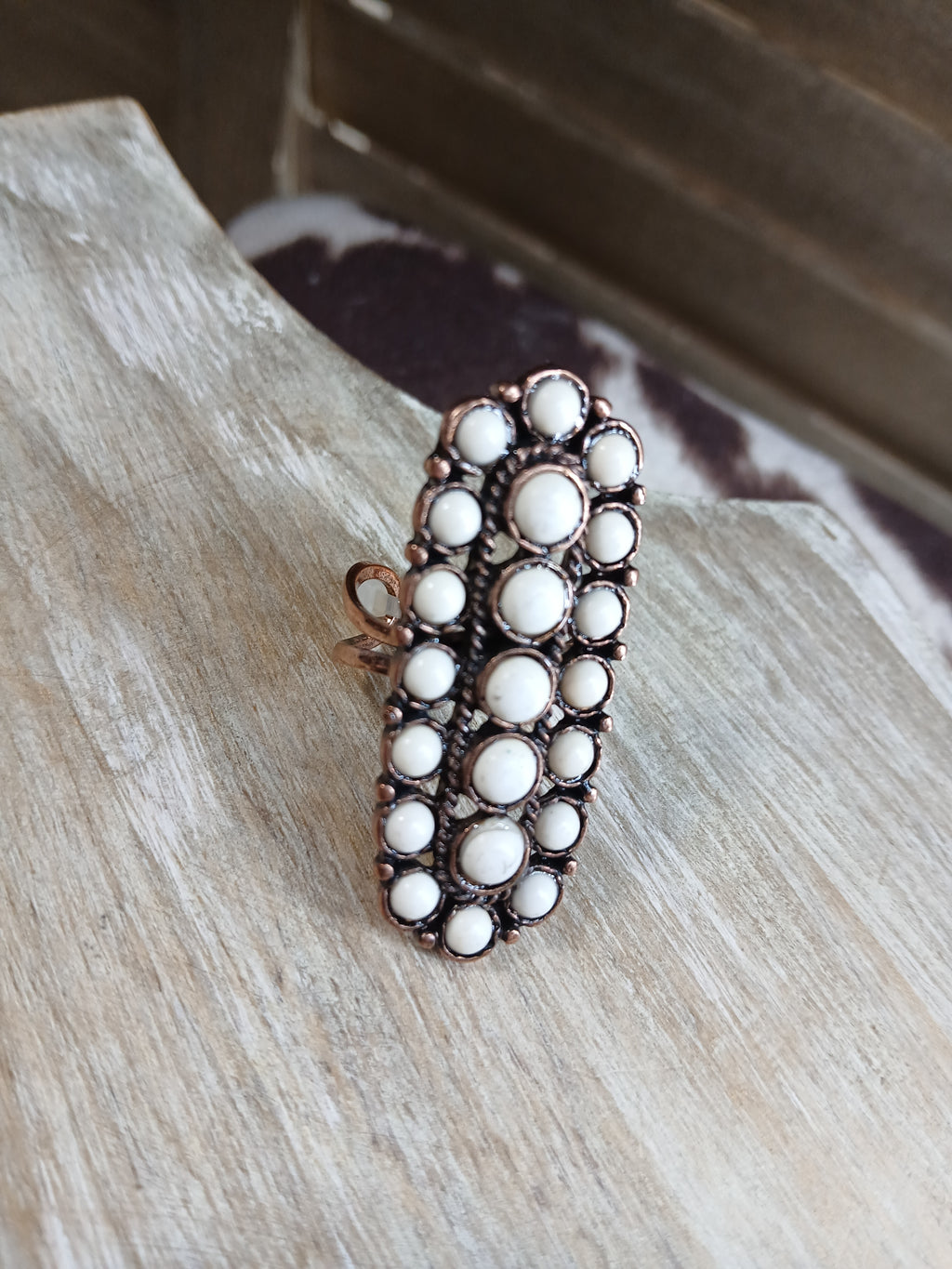 Copper with White Round Stone Ring