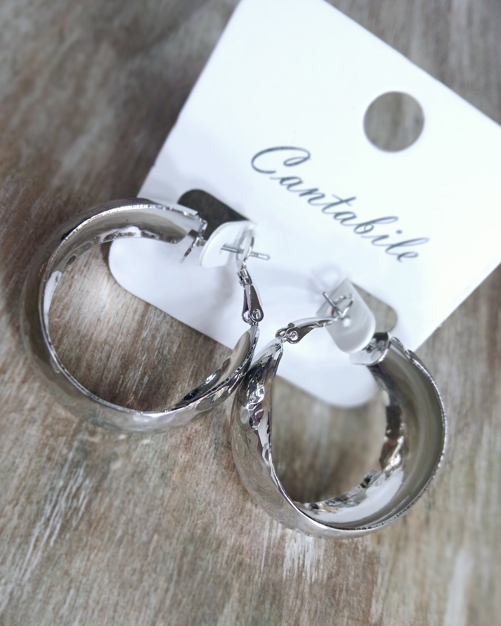 Silver thick Hoops
