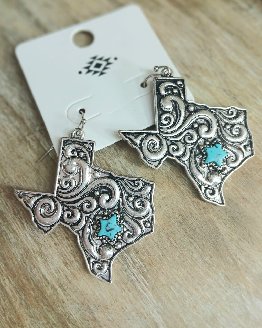 Texas dangle earrings with turquoise star