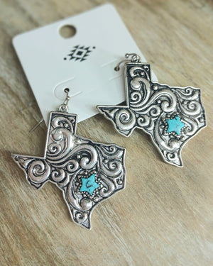 Texas dangle earrings with turquoise star