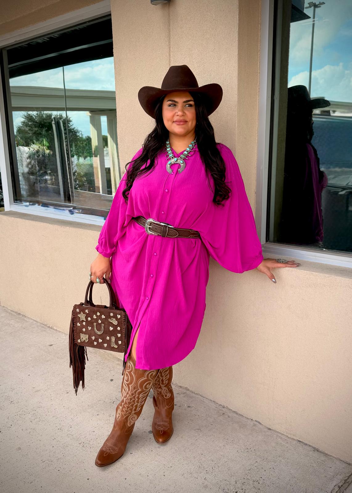 Oversized Hi Low Dress *Magenta