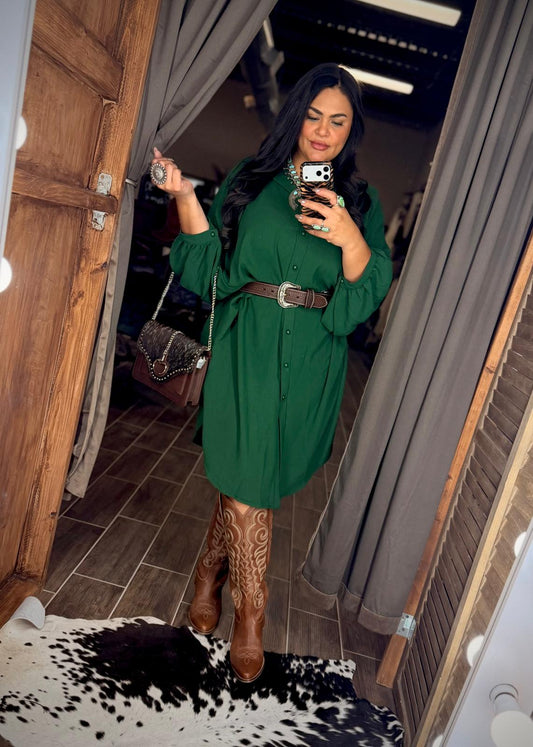 Oversized Hilow Dress *Hunter Green