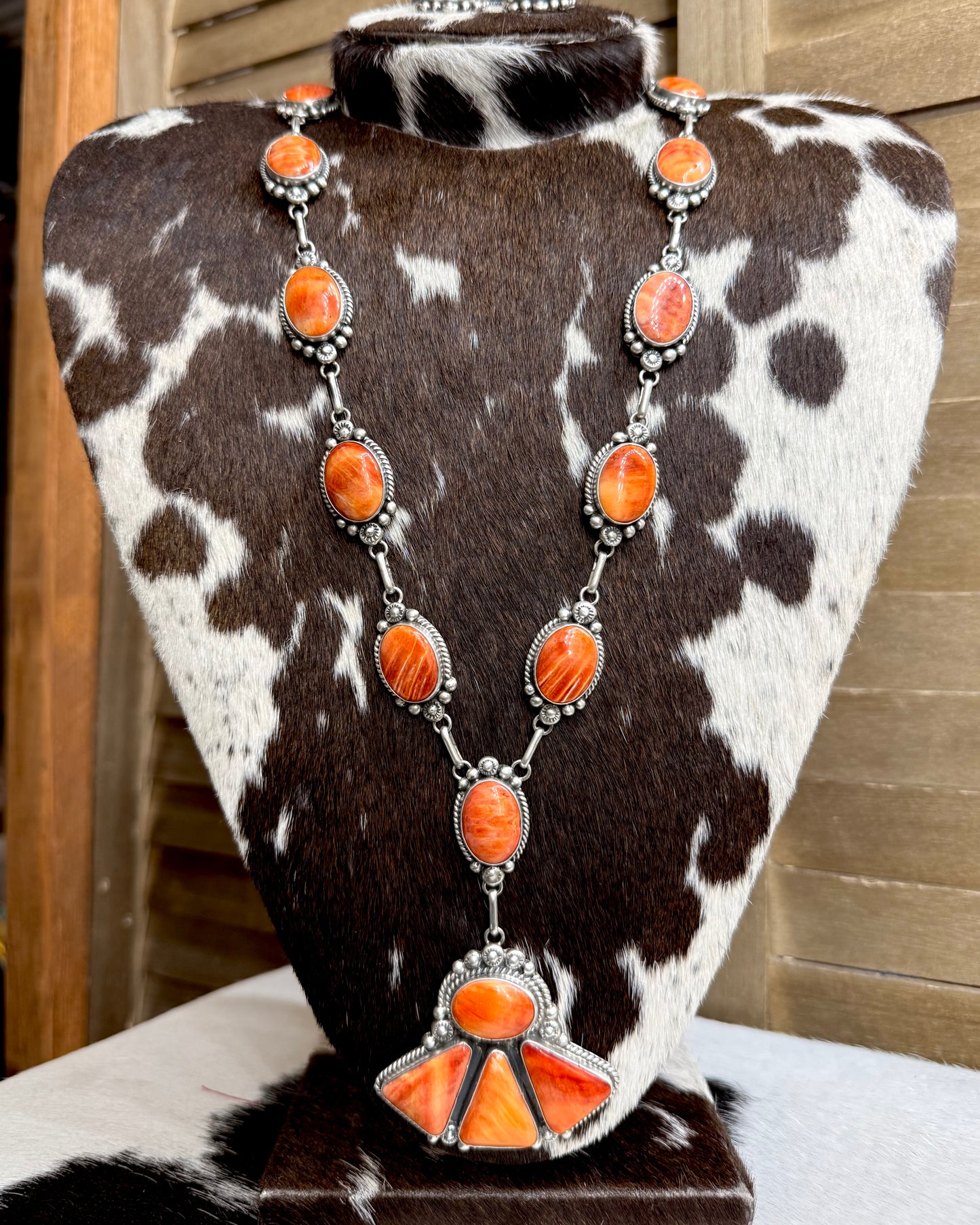 Orange Spiny Lariat Statement Set *Native