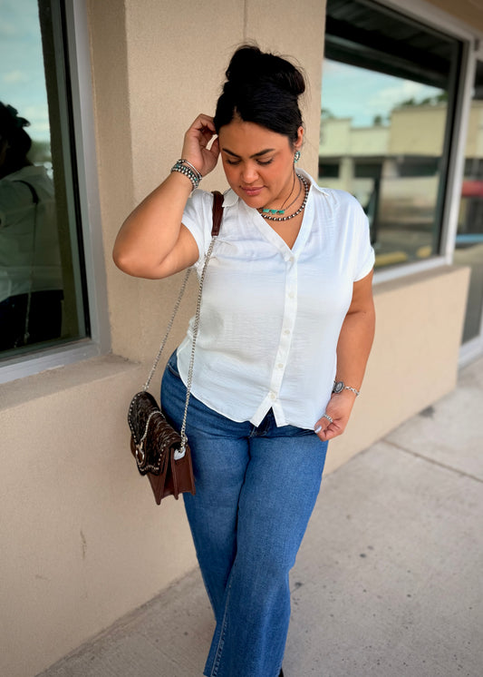 Basic Luxe Button Up *White