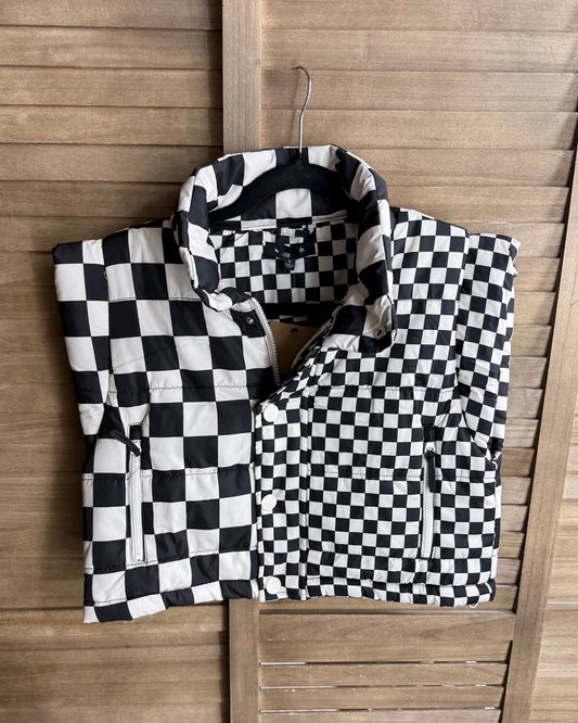 Checkered Puffer Vest *Black