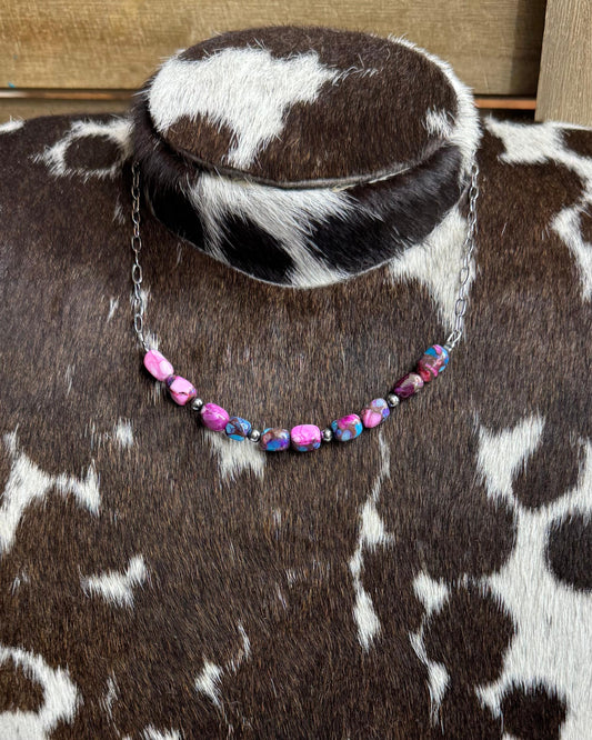 Pink Dahlia Simple Stacker Necklace *Non Native