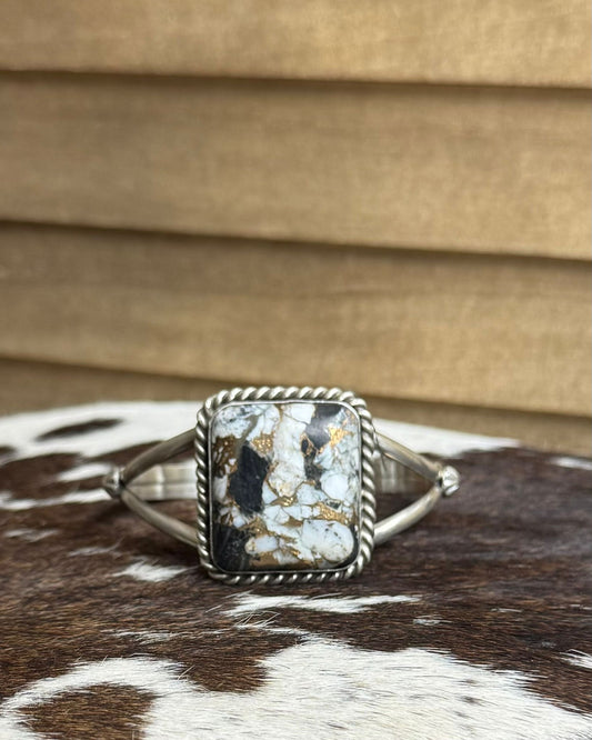 White Buffalo Bronze Square Cuff *Native