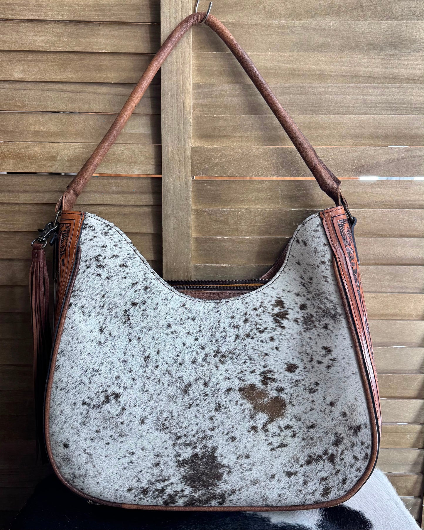 Cowhide Tooled Shoulder Bag