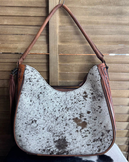 Cowhide Tooled Shoulder Bag