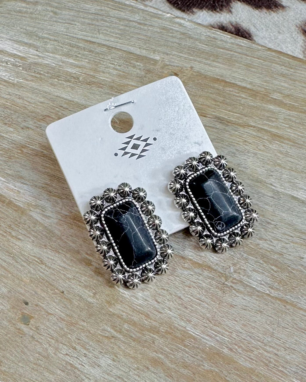 Black Stone Stud Earrings