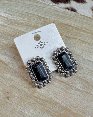 Black Stone Stud Earrings