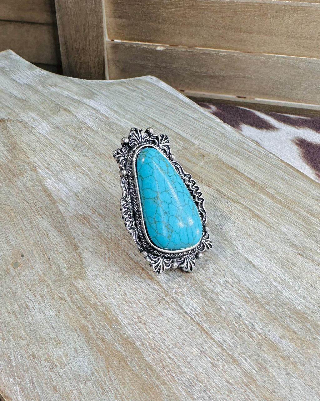 Krystal Turquoise Adjustable Ring