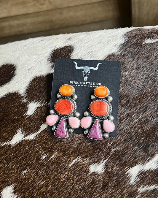 Bridgette Multi Spiny & Pink Conch Studs *Native
