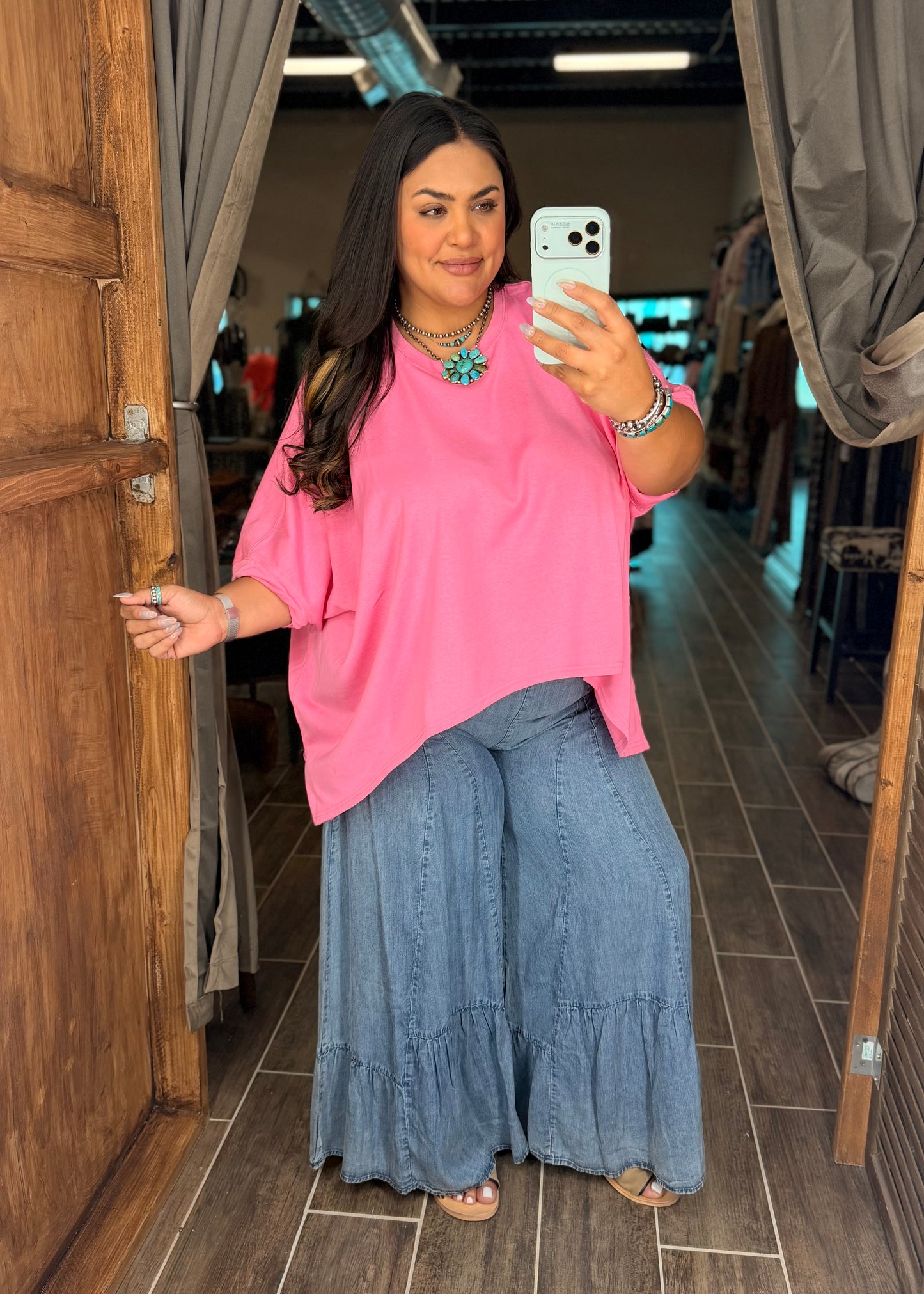 Pink Oversized Batwing Top