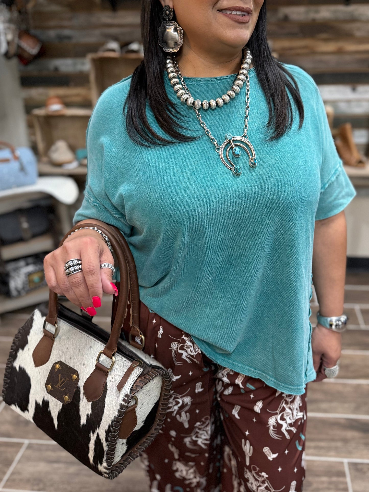 Teal Mineral Oversized Top