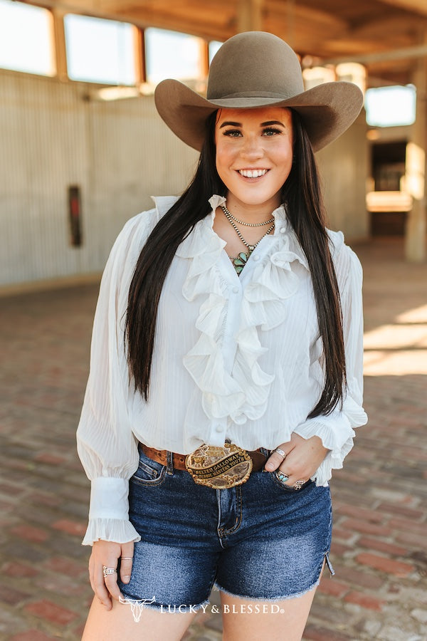 White Ruffle Top