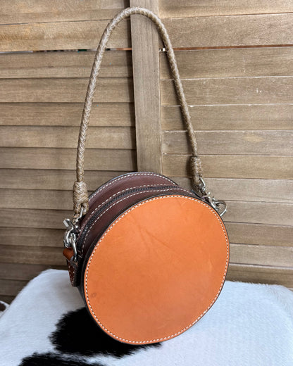 Floral Rhinestone Leather Canteen Bag AS